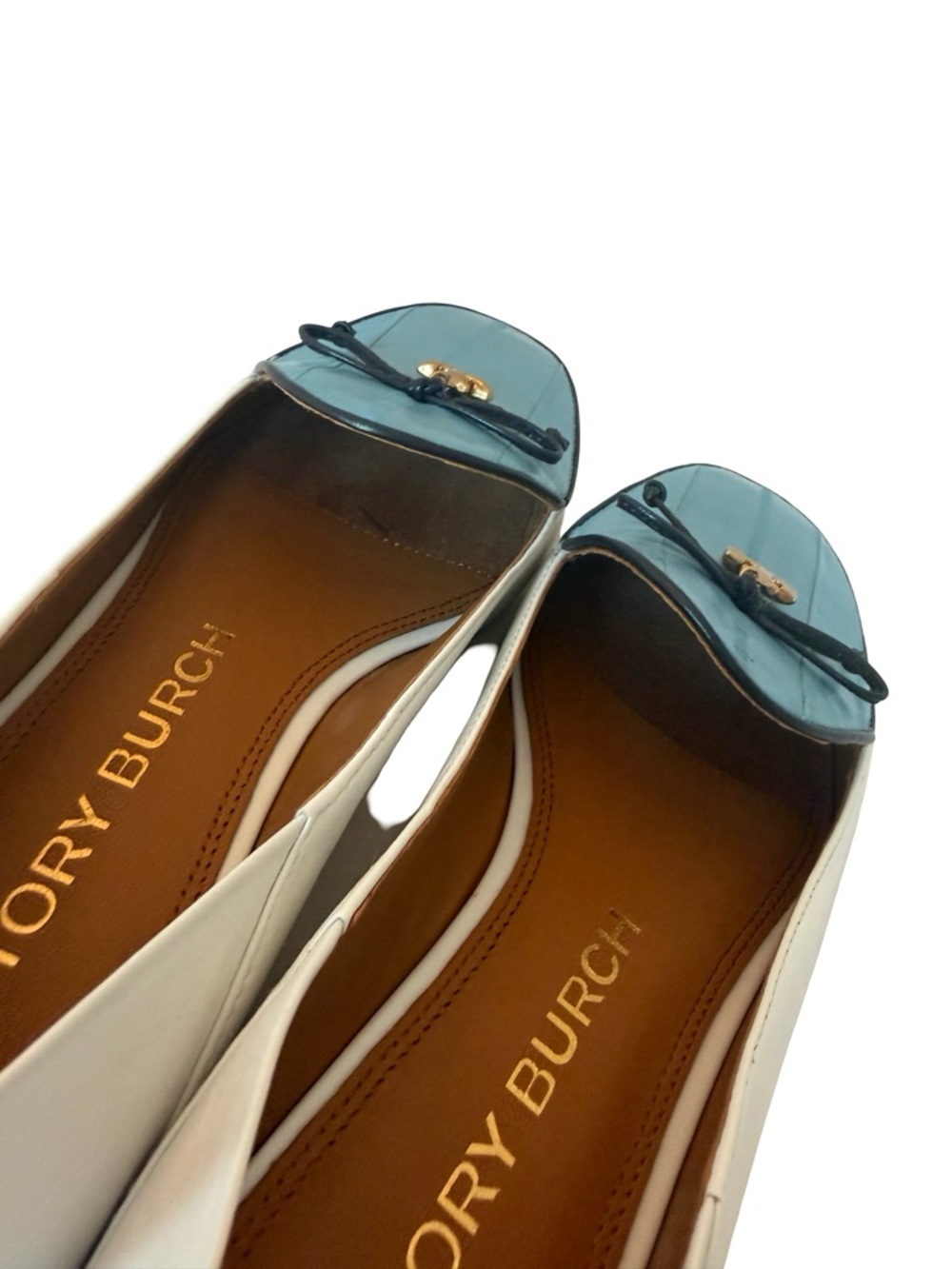 Tory Burch Charm Two Tone Loafers Slip-On Flats Shoes Leather Size 9 Women's - Picture 14 of 15